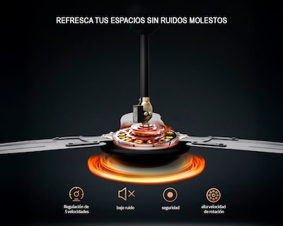 Foto 8 | Ventilador De Techo 56'' Kit 3 Piezas Basitex Color Negro