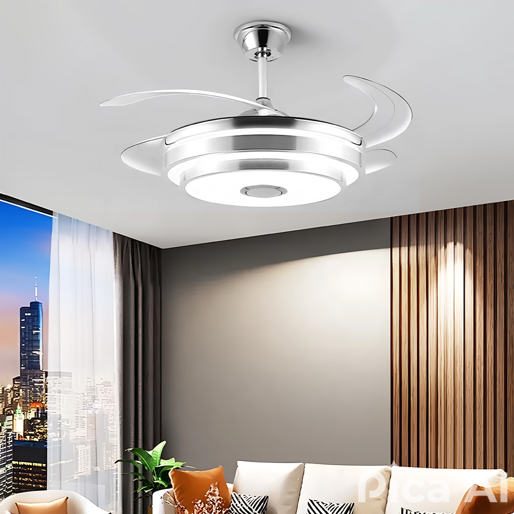 Foto 2 | Ventilador CityLuz 4 Aspas Transparentes con Bocina y Control Remoto