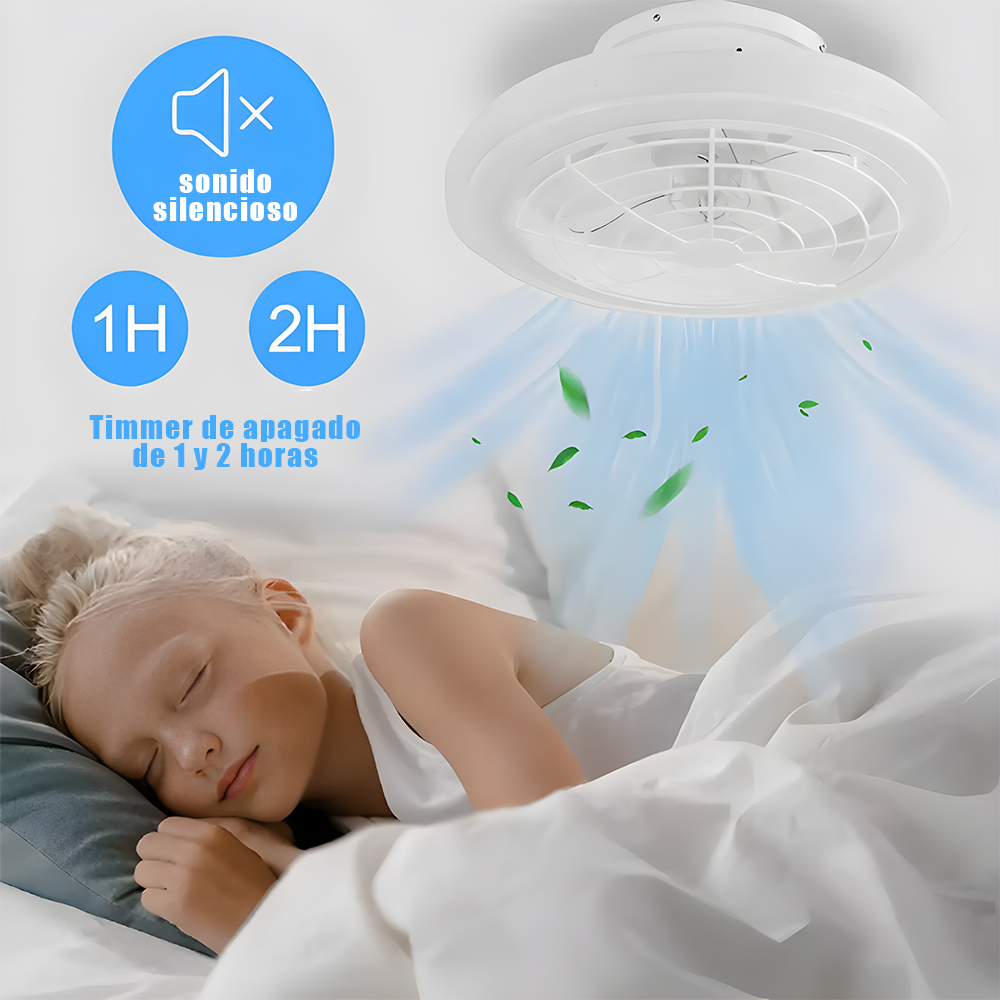 Foto 8 pulgar | Lámpara Led Ventilador Con Control Remoto – 4 Velocidades De Aire + 3 Temperaturas De Luz 🌟💡
