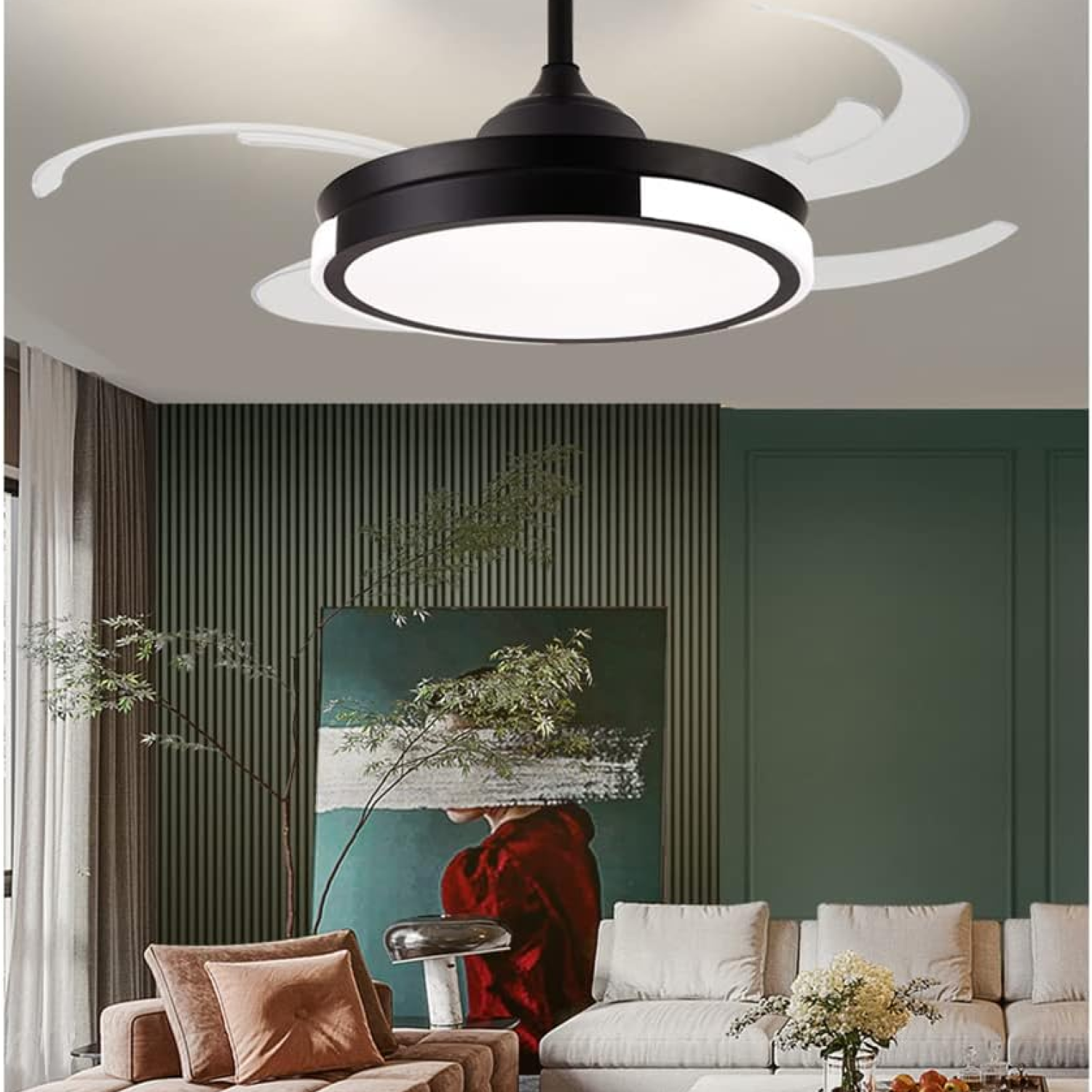 Foto 4 pulgar | Ventilador De Techo Con Control Remoto – 6 Velocidades, 3 Temperaturas De Luz Y 4 Aspas Transparentes 🌬️💡