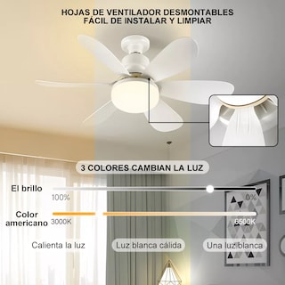 Foto 6 | Lámpara Led Ventilador Con Control Remoto – 5 Aspas, 3 Velocidades Y 3 Temperaturas De Luz 🌟💡