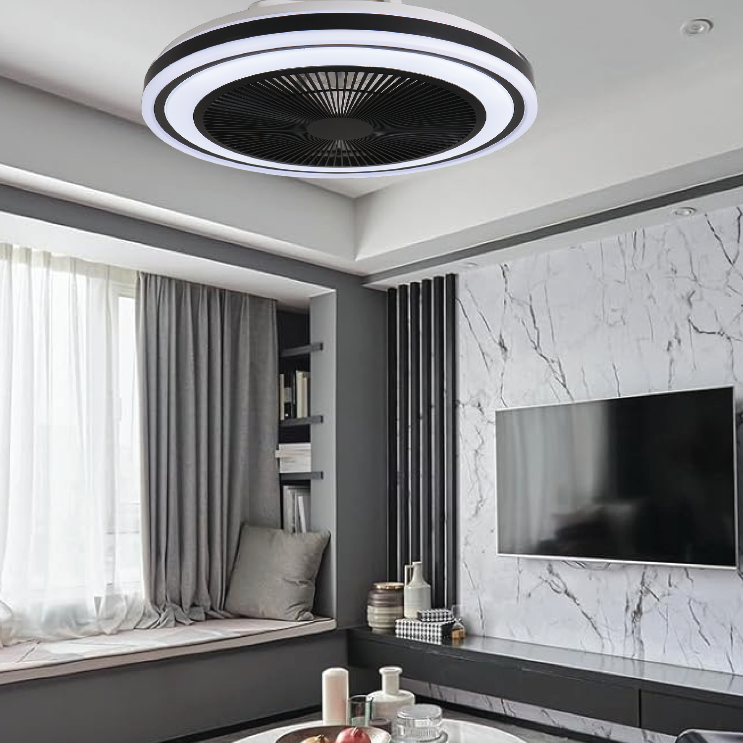 Foto 4 pulgar | Ventilador De Techo Con Control Remoto – 6 Velocidades, 3 Temperaturas De Luz Y 7 Aspas Transparentes 💨💡