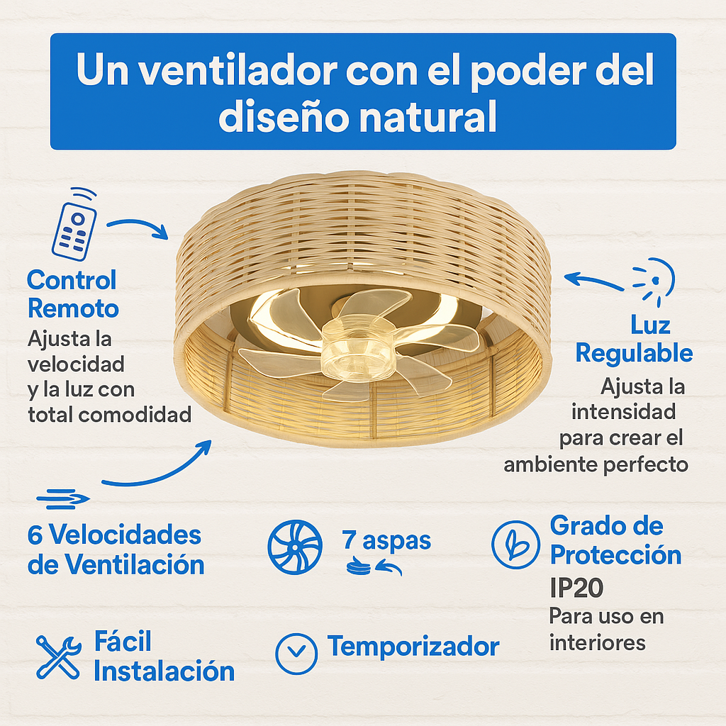 Foto 7 pulgar | 🌟 Ventilador De Techo Cityluz Con Control Remoto Y Luz Regulable - 6 Velocidades 🌟