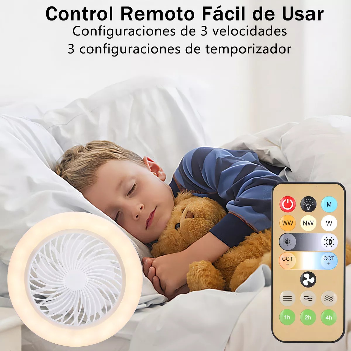 Foto 3 pulgar | Ventilador De Techo Potente Fijo Y Lampara Con 3 Modos De Luz