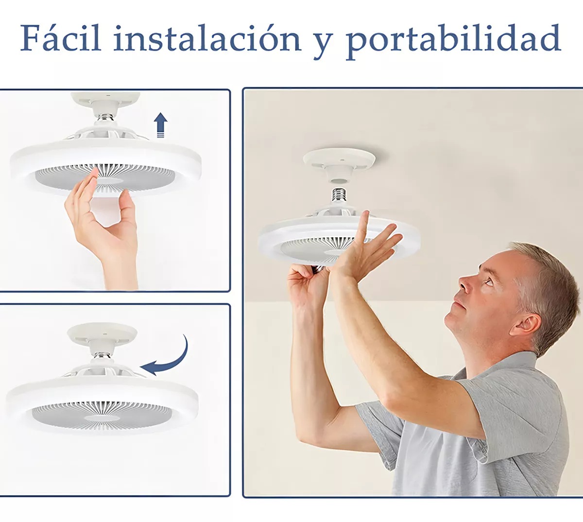 Foto 4 pulgar | Ventilador De Techo Potente Fijo Y Lampara Con 3 Modos De Luz