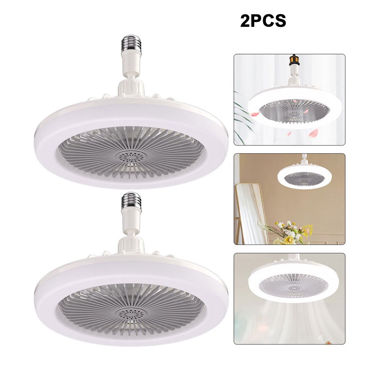 Kit 2 Piezas Lámpara Ventilador Techo Led 3 Velocidades Silencioso 30w