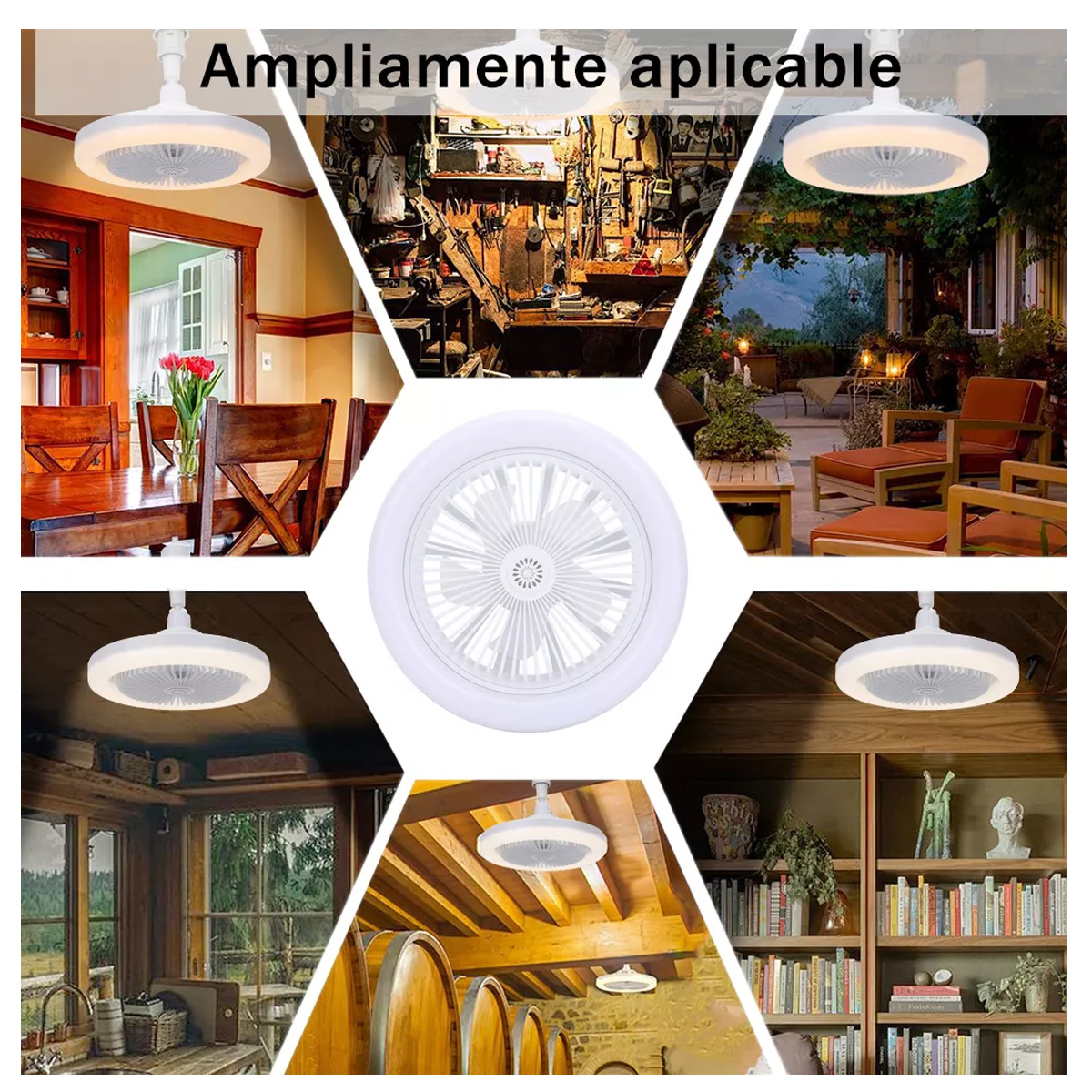 Foto 3 pulgar | Kit 2 Piezas Lámpara Ventilador Techo Led 3 Velocidades Silencioso 30w