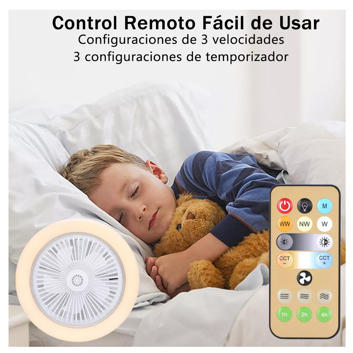 Foto 5 pulgar | Kit 2 Piezas Lámpara Ventilador Techo Led 3 Velocidades Silencioso 30w