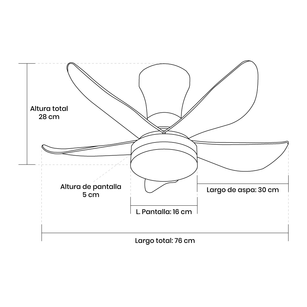 Foto 3 pulgar | Mil Luces  Ventilador Floris 30w Bl