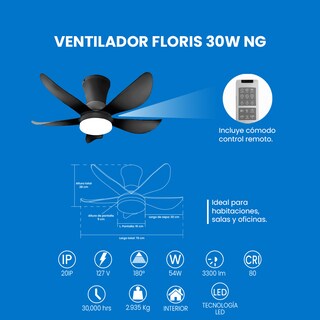 Foto 4 | Mil Luces Ventilador Floris 30w Ng