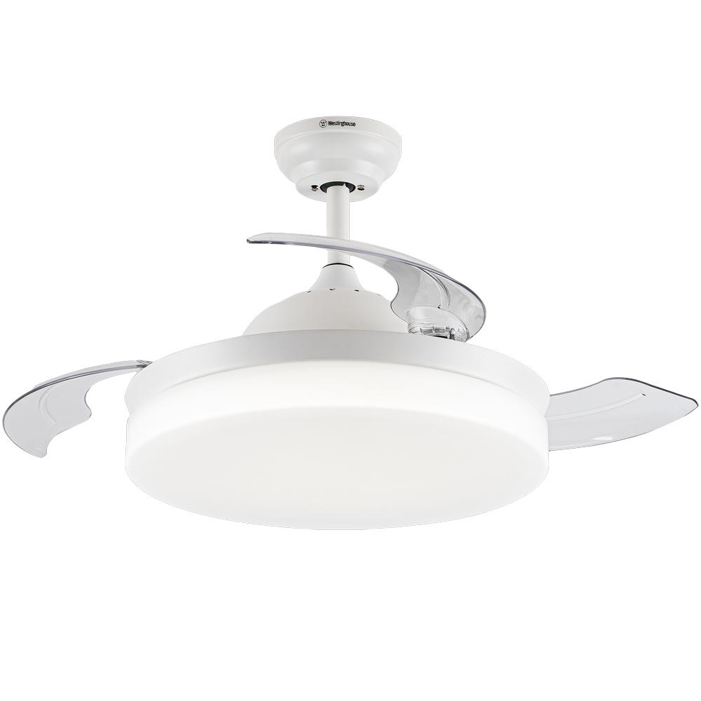 Ventilador Westinghouse Borealis Iii De 42'' Para Exterior Aspas Retráctiles Transparentes Color Blan