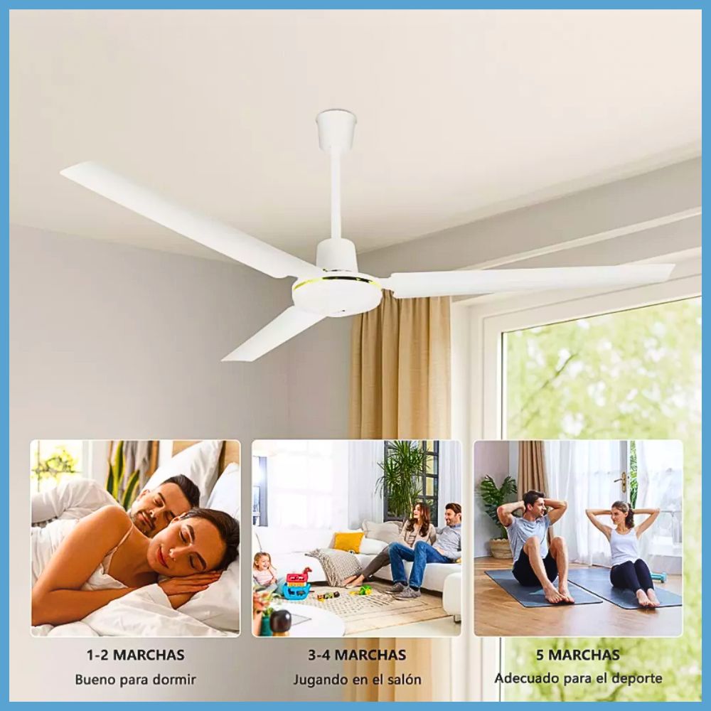Foto 6 pulgar | Ventilador De Techo 65w Con 3aspas 5 Velocidades Blanco