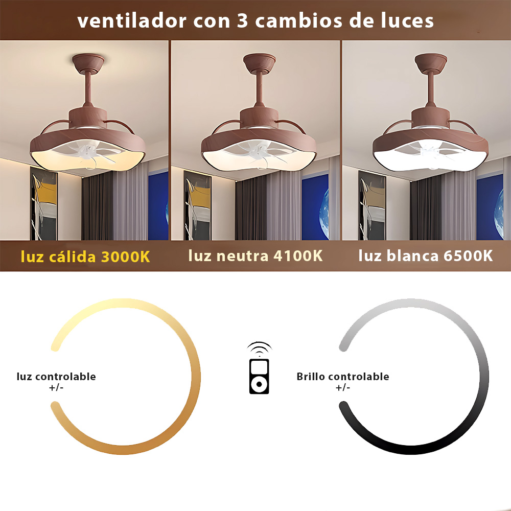 Foto 4 pulgar | Cityluz Ventilador De Techo Led Con Control Remoto – 4 Velocidades Y 3 Temperaturas De Luz 72w, 40cm X 12.5cm,