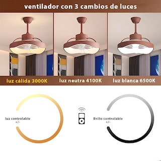 Foto 3 | Cityluz Ventilador De Techo Led Con Control Remoto – 4 Velocidades Y 3 Temperaturas De Luz 72w, 40cm X 12.5cm,