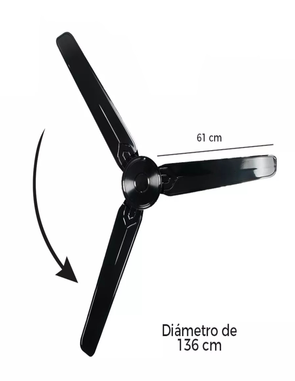 Foto 4 pulgar | Ventilador De Techo Color Negro + Termo De Agua Güish