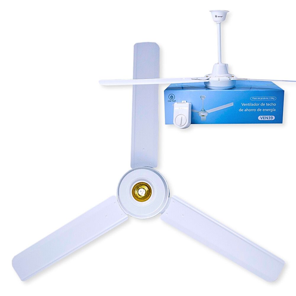 Ventilador De Techo Con 3 Aspas De Metal 140 Cm Blanco