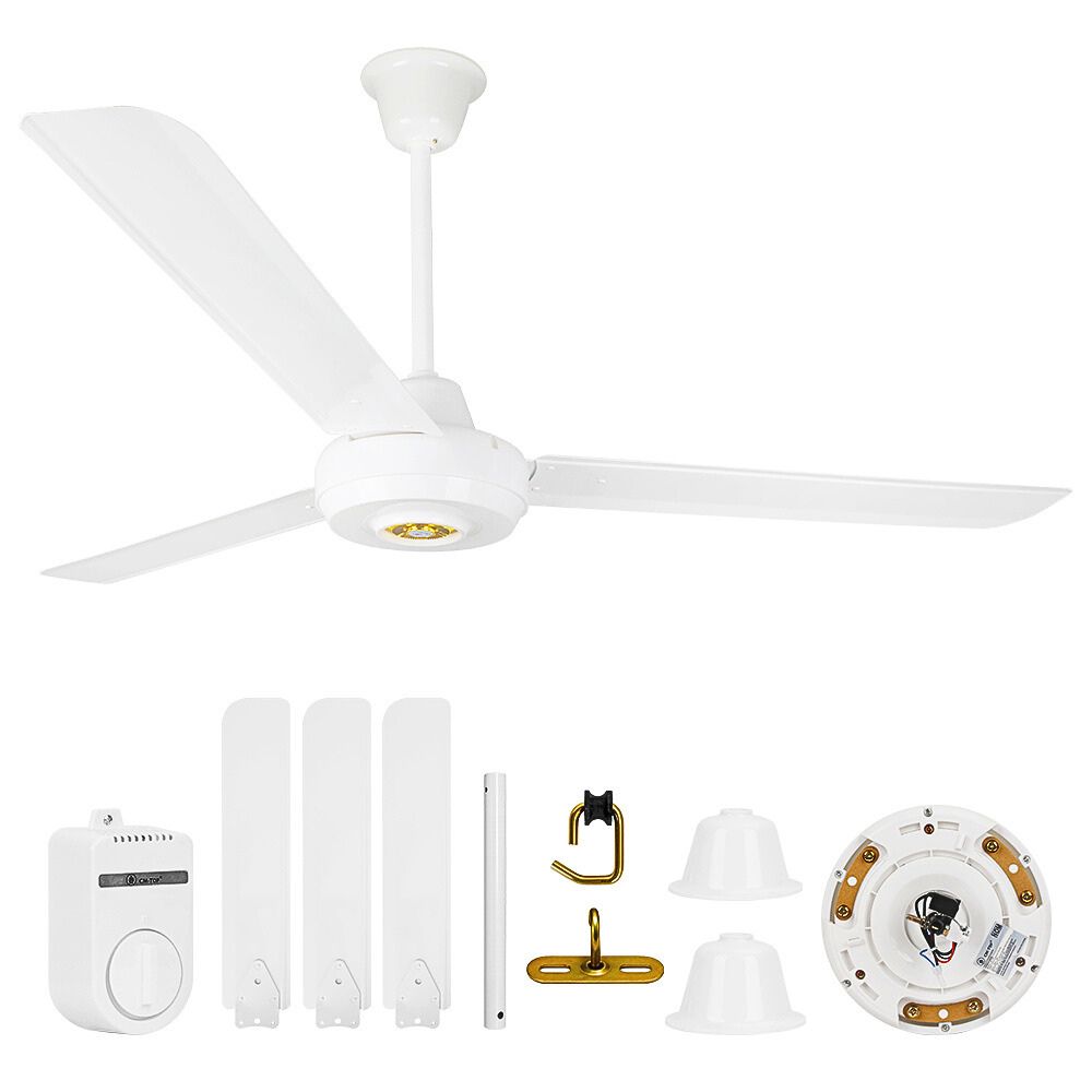 Foto 7 pulgar | Ventilador De Techo Con 3 Aspas De Metal 140 Cm Blanco