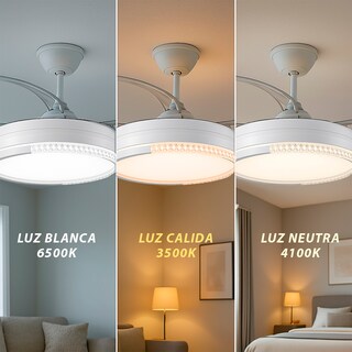 Foto 2 | Ventilador 4 Aspas Invisibles – 50w Led Blanco, 6 Velocidades
