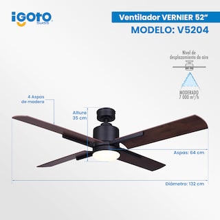 Foto 2 | Ventilador De Techo Decorativo Para Interior 52''