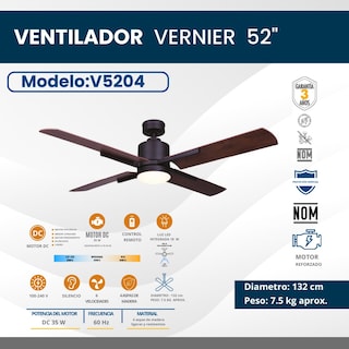 Foto 3 | Ventilador De Techo Decorativo Para Interior 52''