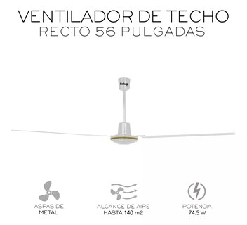 Foto 2 | Ventilador De Techo Belug Recto 3 Aspas 5 Velocidades Blanco