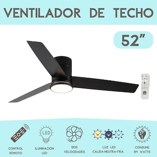 Foto 3 | Ventilador De Techo 52 Pulgadas 6 Velocidades Control Remoto Iluminación Led Luz Fría-cálida-neutral