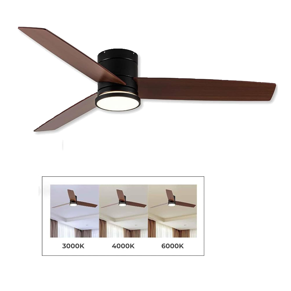 Foto 3 pulgar | Ventilador De Techo 52 Pulgadas 6 Velocidades Control Remoto Iluminación Led Luz Fría-cálida-neutral Aspas Mdf Cafe