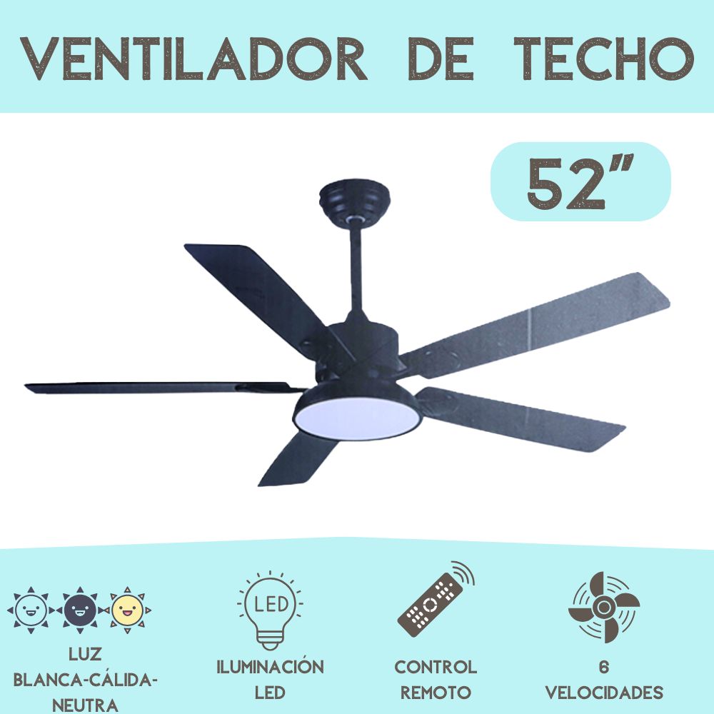 Foto 4 pulgar | Ventilador de Techo con Lámpara Megaluz 52 Pulgadas