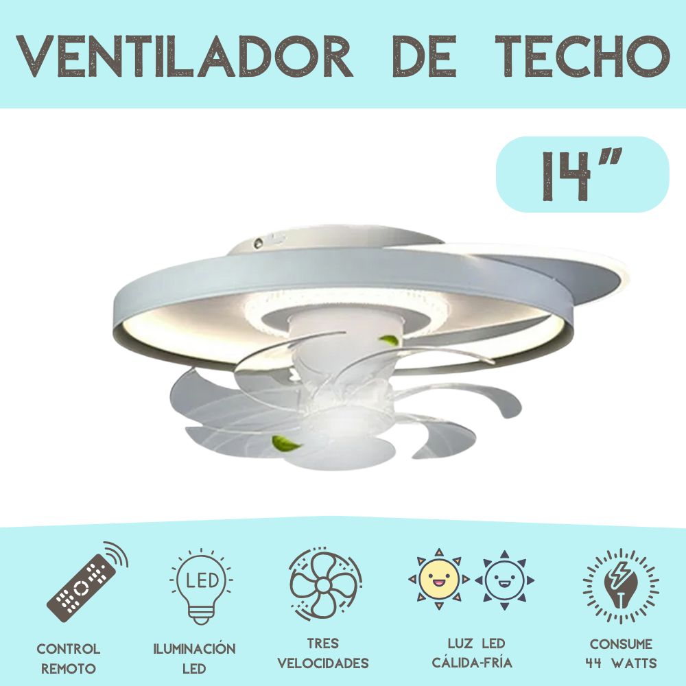 Foto 4 pulgar | Ventilador de Techo con Lámpara Megaluz 14 Pulgadas