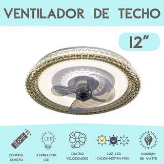 Foto 4 | Ventilador de Techo con Lámpara Megaluz 12 Pulgadas