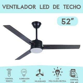 Foto 3 | Ventilador De Techo 52 Pulgadas Iluminación Led Control Por App Luz Fría Cálida Neutral 6 Velocidades Control Remoto