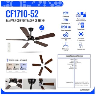 Foto 3 | Ventilador De Techo 52 Pulgadas Iluminación Led Temporizador Luz Fría Cálida Neutral Ajustable Control Por App Luz