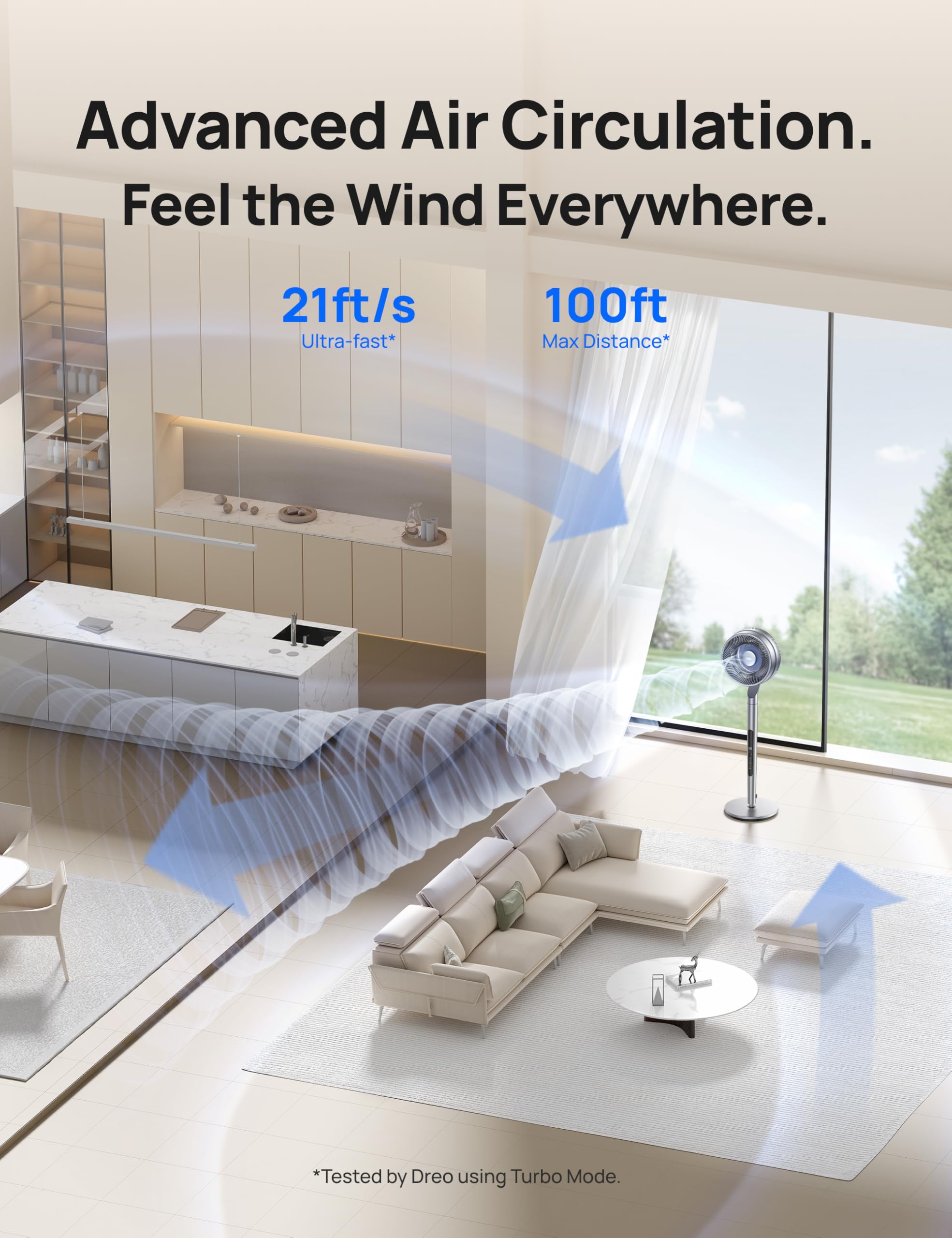 Foto 2 | Ventilador De Pedestal Dreo Smart Para Dormitorio, 6 Modos Y 10 Velocidades, Color Plateado - Venta Internacional.