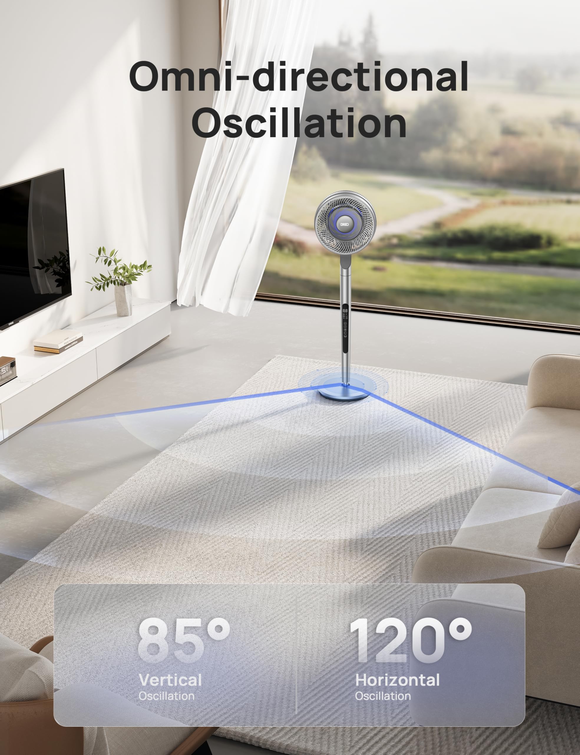 Foto 5 pulgar | Ventilador De Pedestal Dreo Smart Para Dormitorio, 6 Modos Y 10 Velocidades, Color Plateado - Venta Internacional.