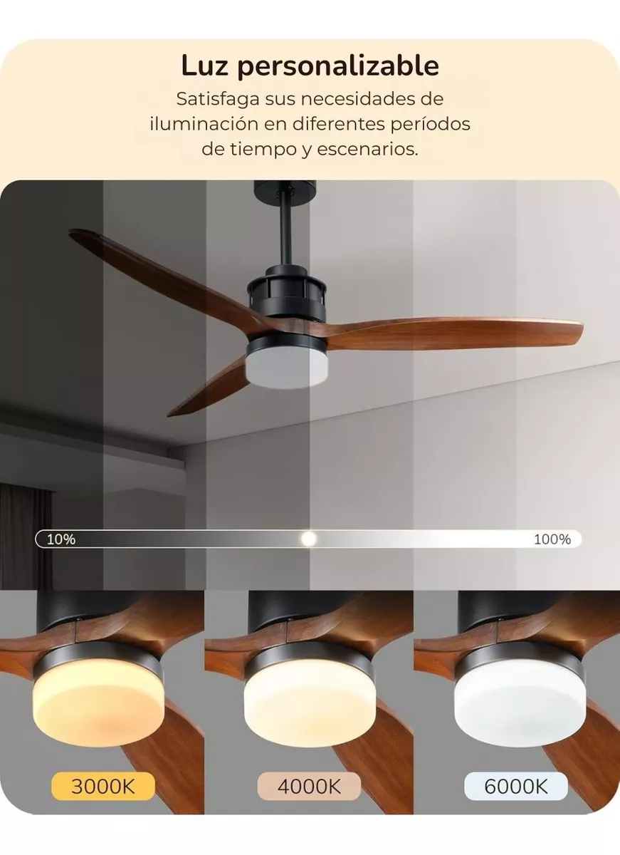 Foto 4 pulgar | Ventilador De Techo De 52 Pulg C/luz Edishine 3 Aspas Madera
