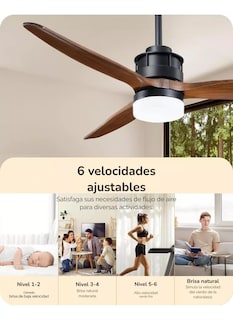 Foto 5 | Ventilador De Techo De 52 Pulg C/luz Edishine 3 Aspas Madera