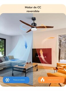 Foto 6 | Ventilador De Techo De 52 Pulg C/luz Edishine 3 Aspas Madera