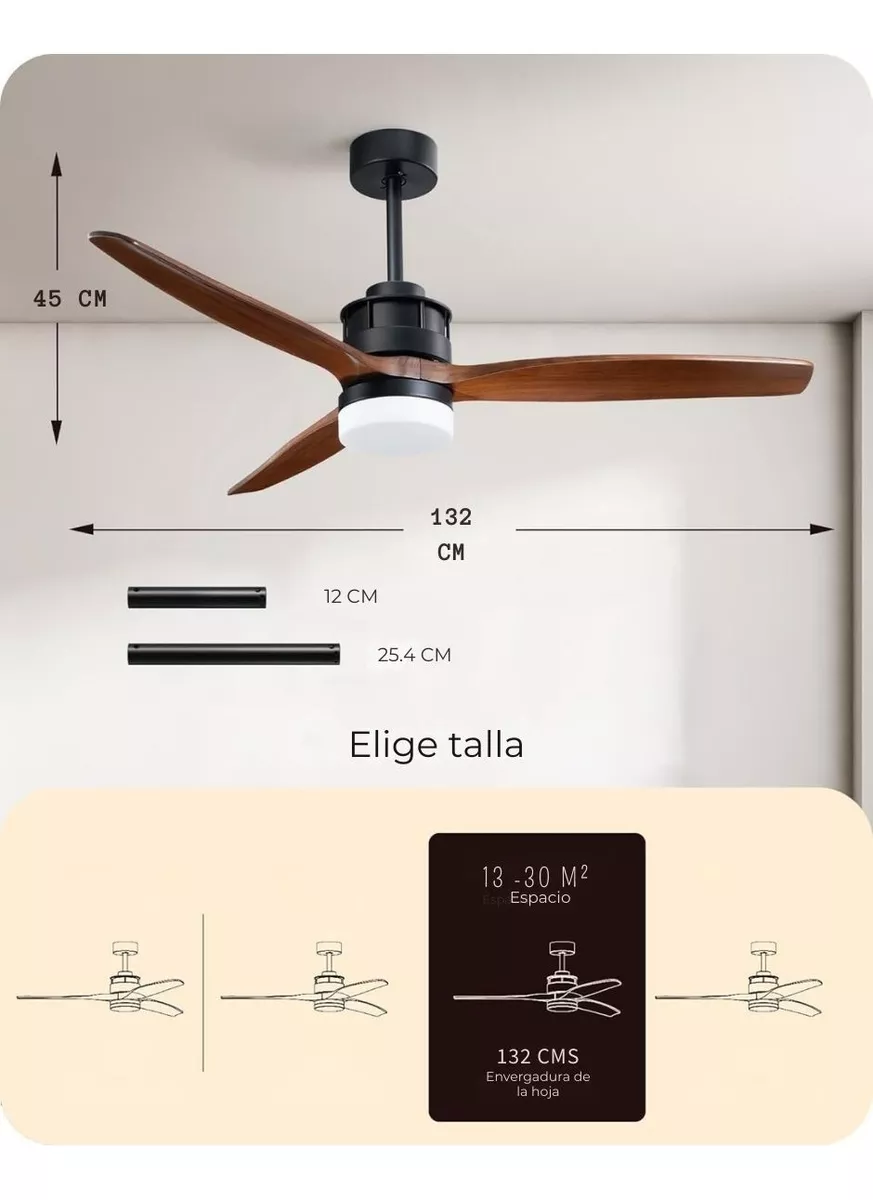 Foto 9 pulgar | Ventilador De Techo De 52 Pulg C/luz Edishine 3 Aspas Madera