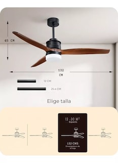 Foto 8 | Ventilador De Techo De 52 Pulg C/luz Edishine 3 Aspas Madera