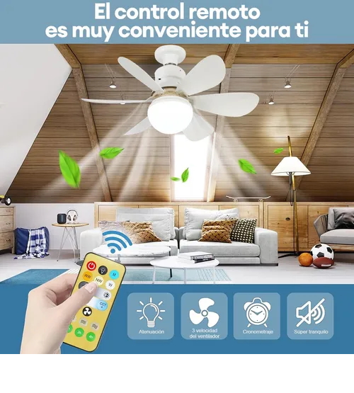 Foto 6 pulgar | Lampara Xtellar Ventilador De Techo Led E27 40w52cm Y Control Remoto