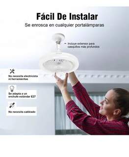 Foto 4 | Xtellar Ventiladores Silencioso Control Remoto Led Lámpara Ventilador De Techo