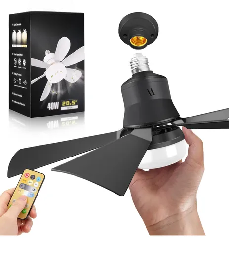 Xtellar Ventilador De Techo Negro Con Mando A Distancia Ventilador De Luz De Techo