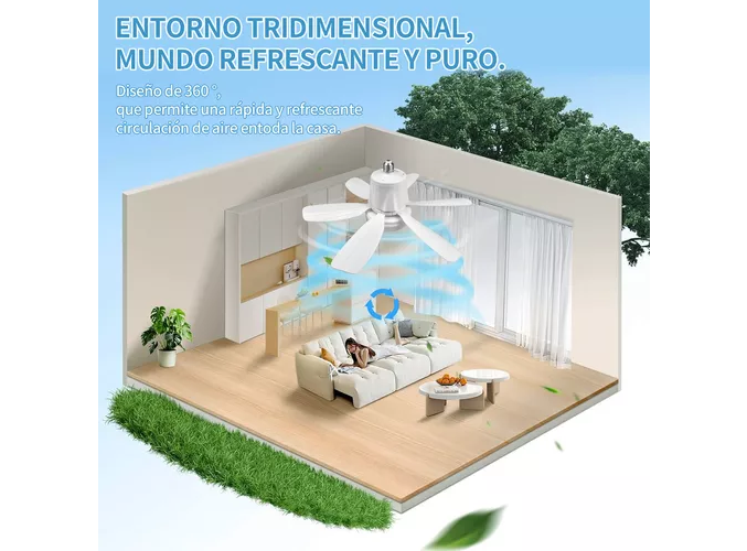 Foto 2 | Goxawee  Xtellar Ventilador De Techo Con Luz Led Y Control Remoto, 6 Aspas Silencioso