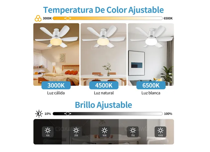 Foto 4 pulgar | Goxawee  Xtellar Ventilador De Techo Con Luz Led Y Control Remoto, 6 Aspas Silencioso