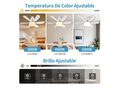 Foto 3 | Goxawee Xtellar Ventilador De Techo Con Luz Led Y Control Remoto, 6 Aspas Silencioso