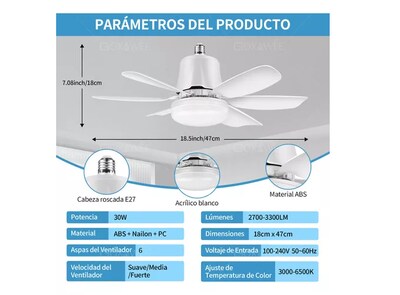 Foto 4 | Goxawee Xtellar Ventilador De Techo Con Luz Led Y Control Remoto, 6 Aspas Silencioso