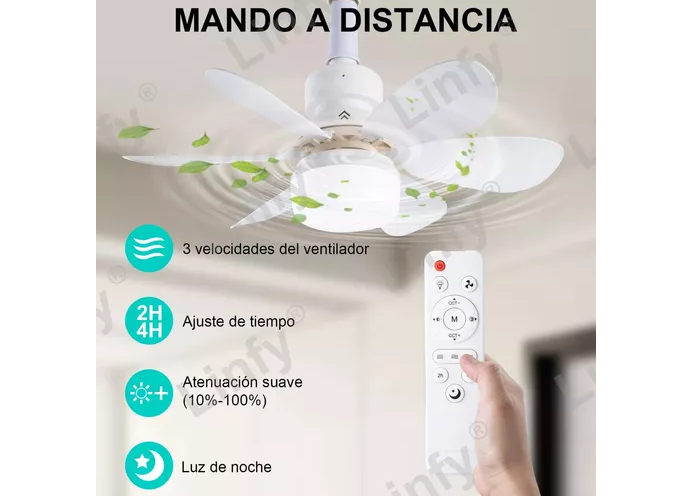 Foto 6 pulgar | Ventilador Xtellar De Techo E27 85-265v 40w Con Luz, Incluye Extensor