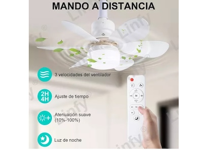 Foto 5 | Ventilador Xtellar De Techo E27 85-265v 40w Con Luz, Incluye Extensor