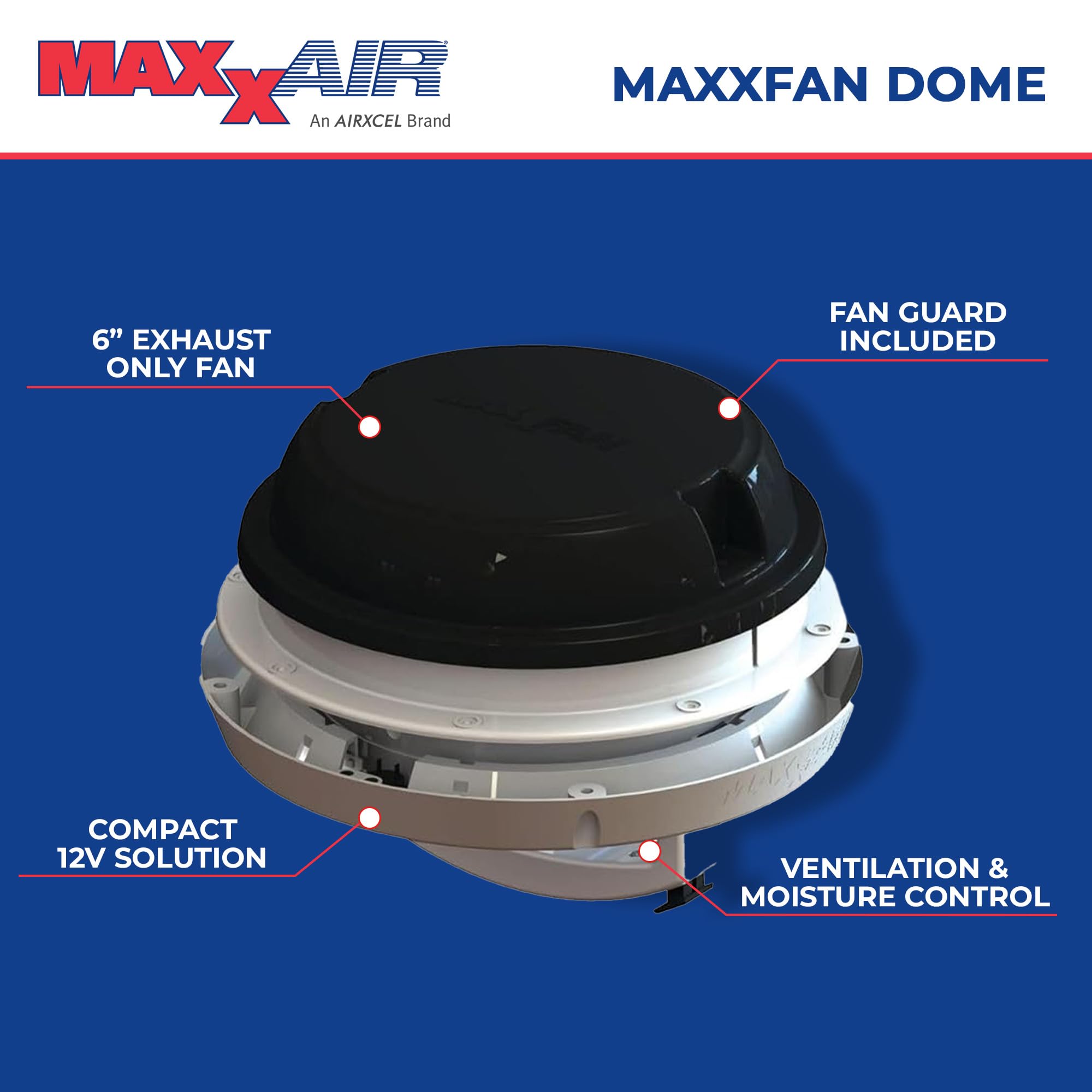 Foto 2 | Ventilador Maxxair Maxxfan Dome Plus Con Luz Led De 12 V - Venta Internacional.