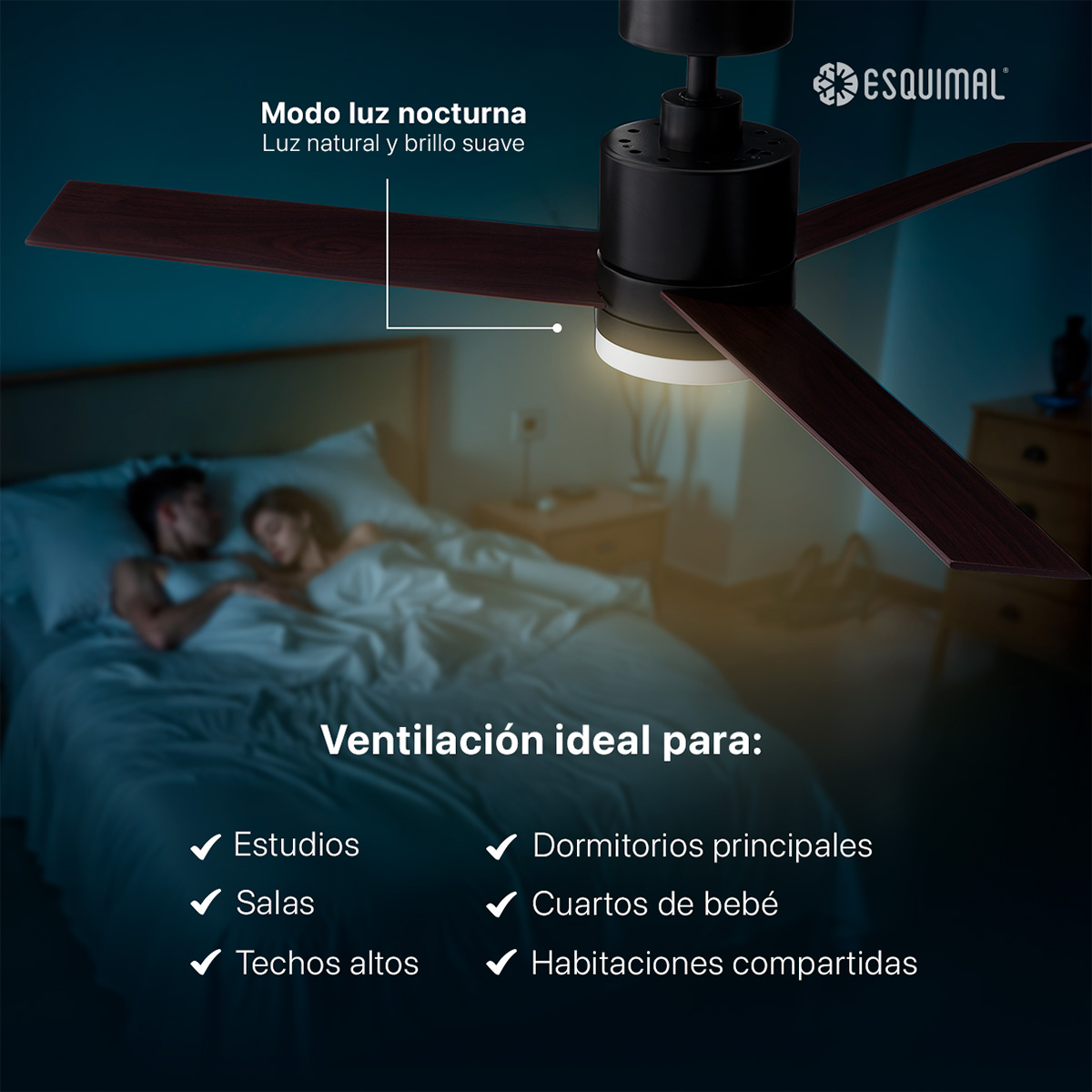 Foto 6 pulgar | Ventilador De Techo Con Lámpara Led Esquimal, 121.9 Cm, Reversible, 6 Velocidades, Temporizador 4 Hrs